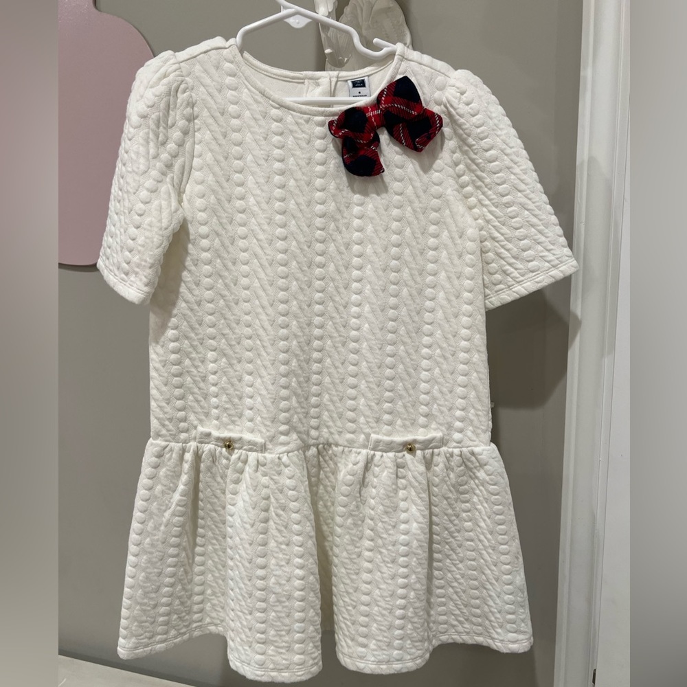Off white dress with plaid bow